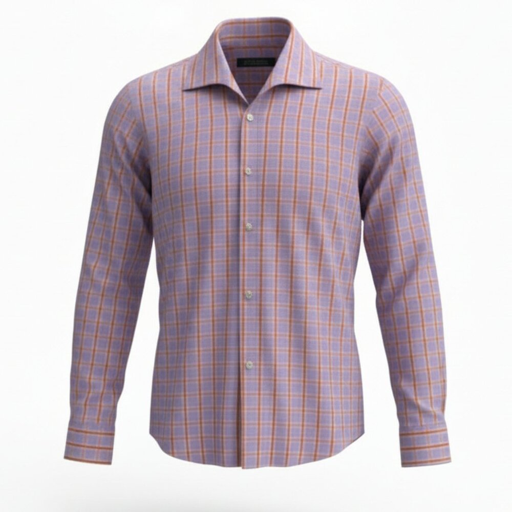 Bogosse Men's Trinita Long Sleeve Button Up Shirt Purple Plaid size 4 = Large